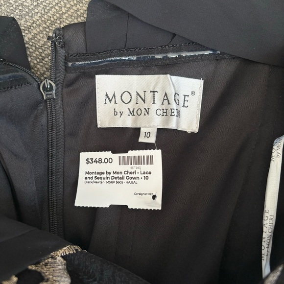 LAST CHANCE Montage by Mon Cheri • Lace and Sequin Detail Gown - Picture 8 of 9